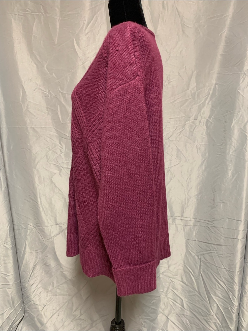 a.n.a Raspberry-Pink V-Neck Cable Knit Sweater - Picture 3 of 5